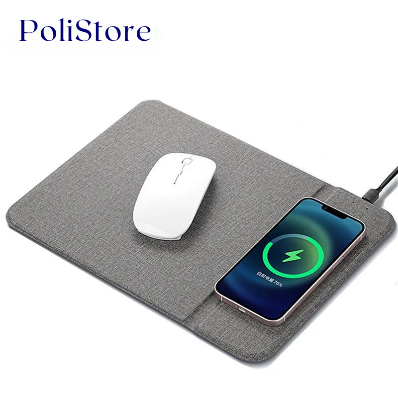 Mouse Pad com Carregamento Sem Fio 2-em-1 para iPhones, Samsung Galaxy, Xiaomi e mais