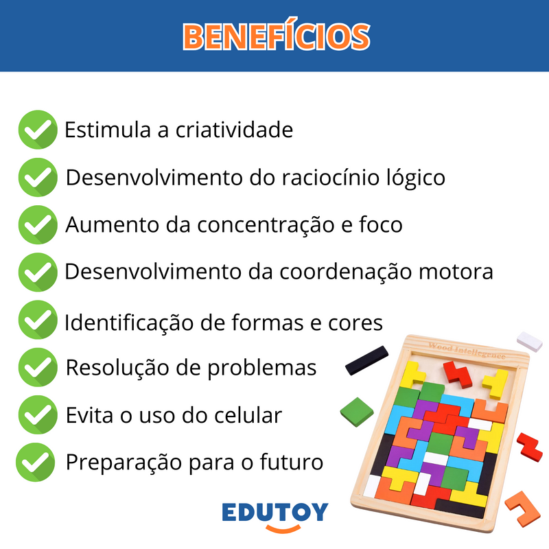 Quebra-Cabeça Tetris de Madeira Edutoy® - PoliStore