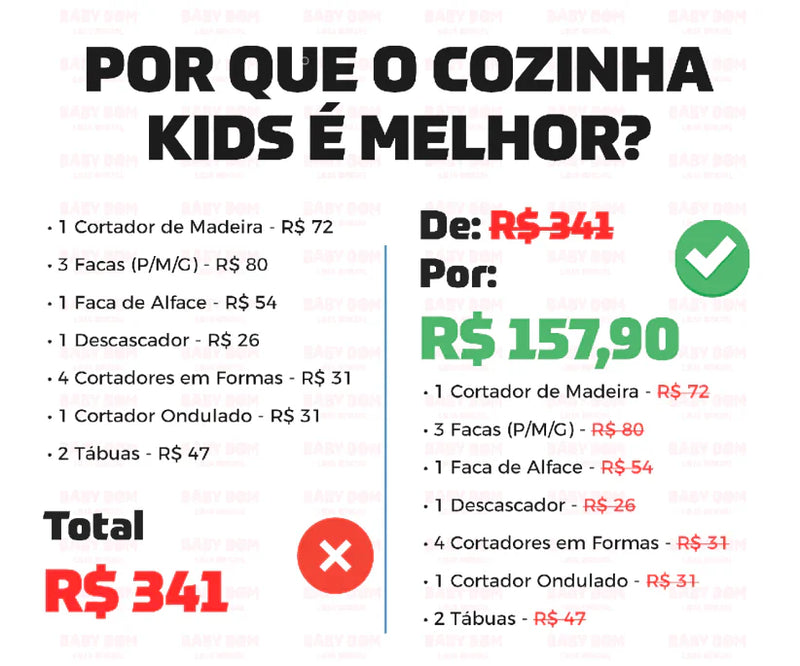 Cozinha Kids: Corte Real de Alimento e Ultra Seguro | 13 peças (LEVE 2 E ECONOMIZE) - PoliStore