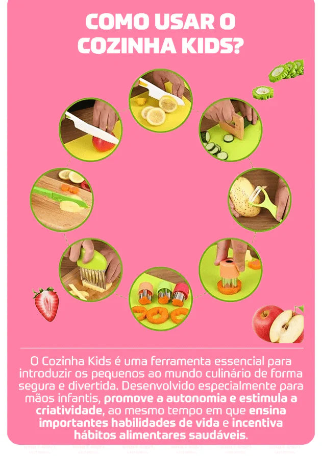 Cozinha Kids: Corte Real de Alimento e Ultra Seguro | 13 peças (LEVE 2 E ECONOMIZE) - PoliStore