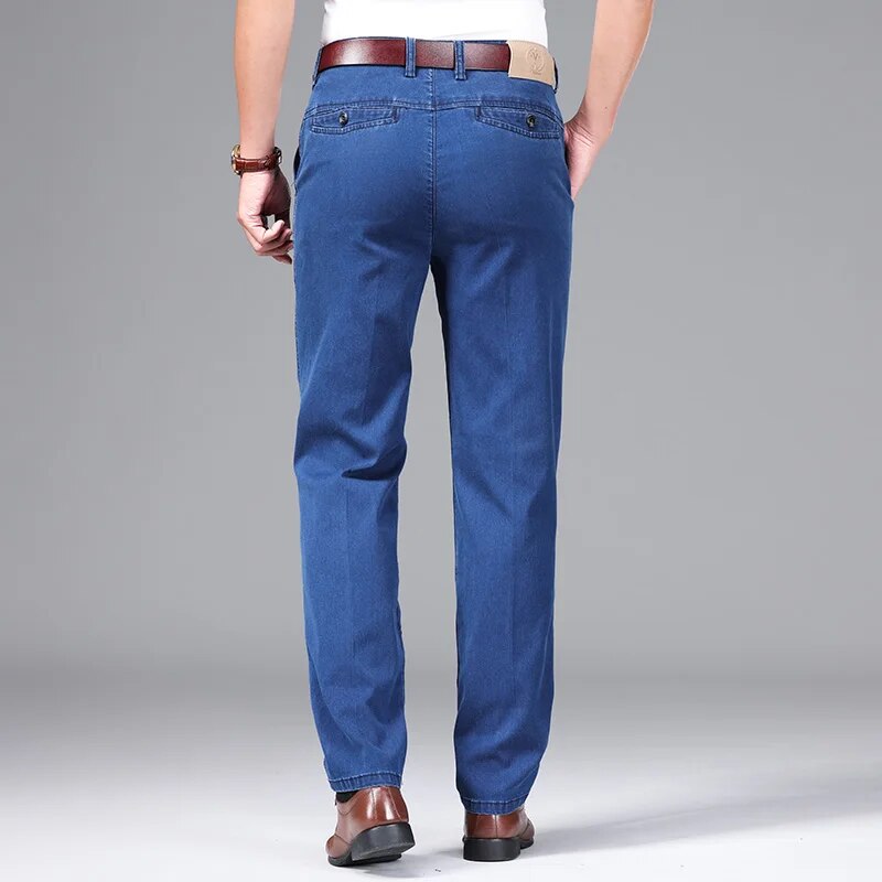 Calça Jeans Algodão  Fina Reto Stretche  Moderna