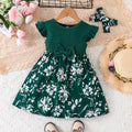 Conjunto Vestido Floral e Lacinho Bebê