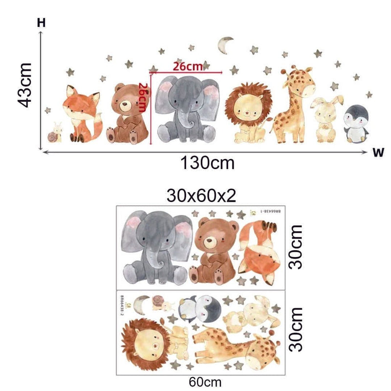 Adesivo de Parede Animais da Savana Quarto do Bebê - PoliStore