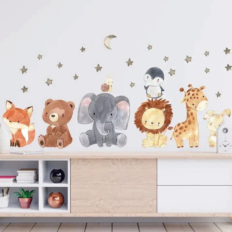 Adesivo de Parede Animais da Savana Quarto do Bebê - PoliStore