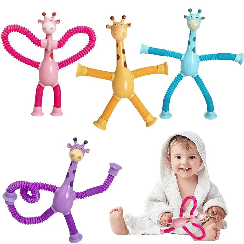 (Kit 4 ) Girafas Divertidas Articulada com Ventosa - PoliStore