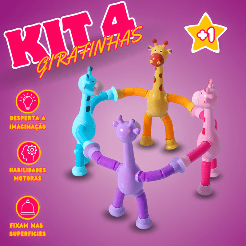 (Kit 4 ) Girafas Divertidas Articulada com Ventosa - PoliStore